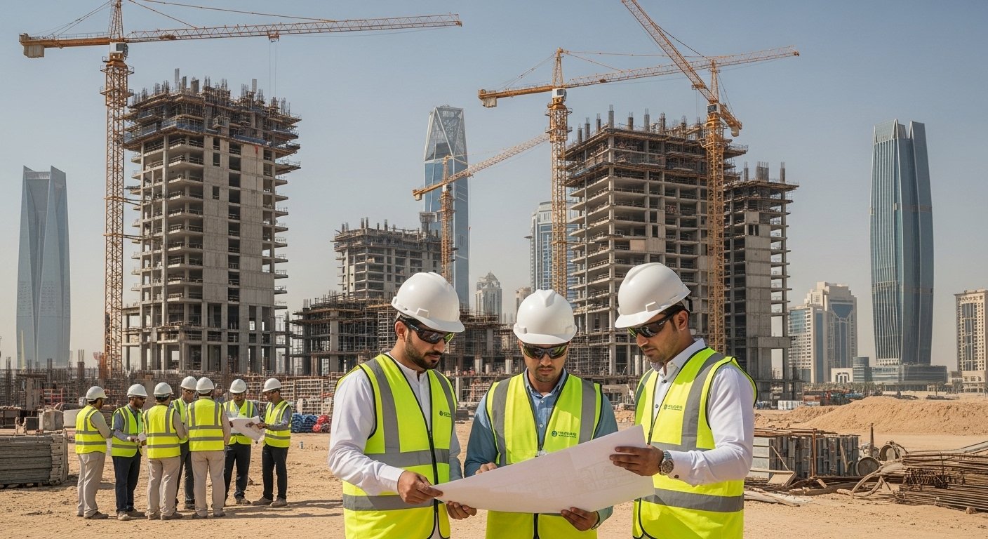 Construction site with cranes